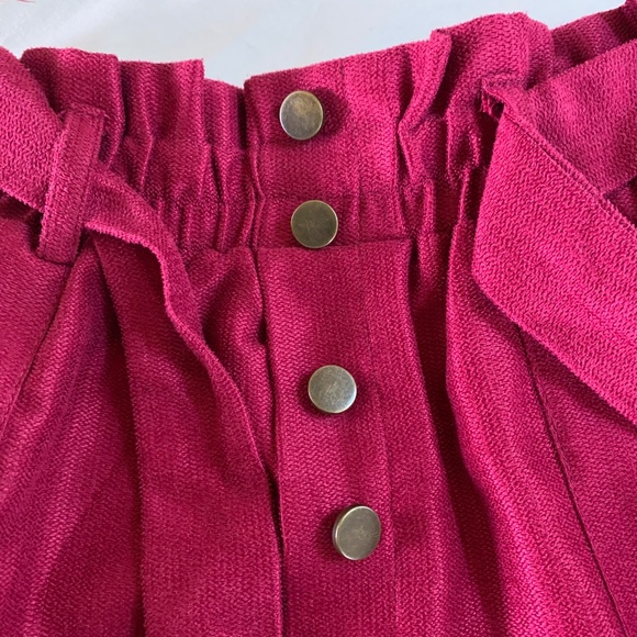 Favlux Berry Red Paperbag Waist Shorts Women’s Tie Belt Size Small - Picture 8 of 8